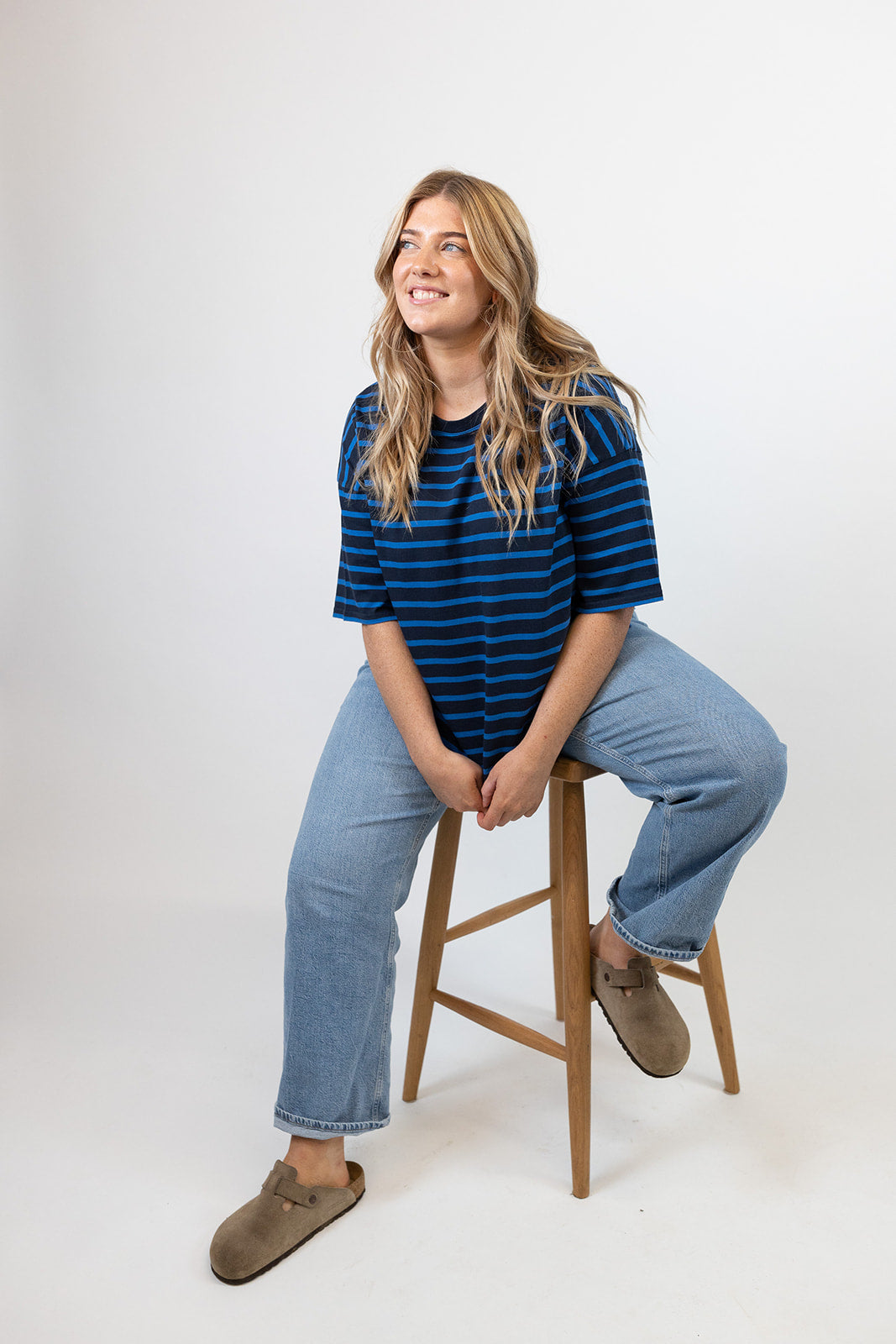 Orla Midweight Organic Cotton Sky/Navy Stripe T-Shirt