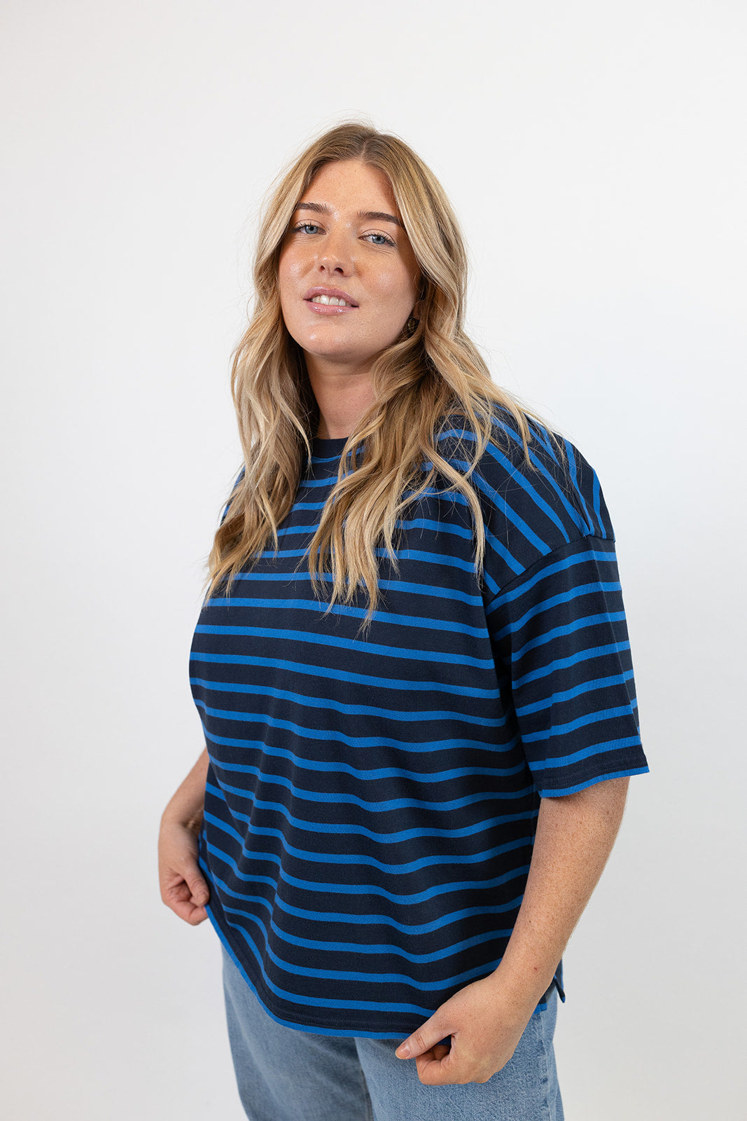 Orla Midweight Organic Cotton Sky/Navy Stripe T-Shirt