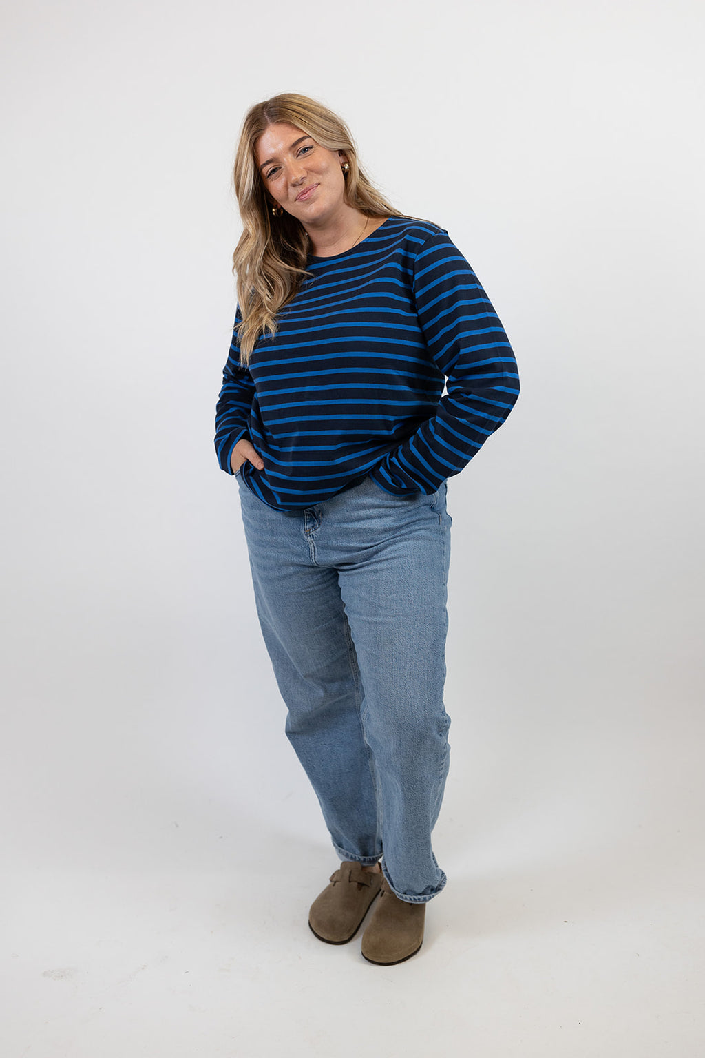 Orla Midweight Organic Cotton Sky/Navy Stripe T-Shirt