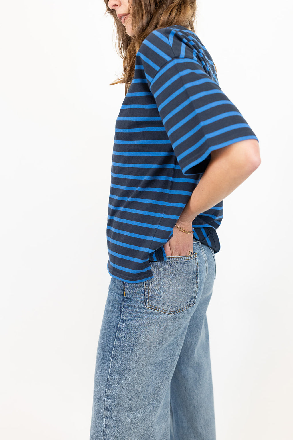 Orla Midweight Organic Cotton Sky/Navy Stripe T-Shirt