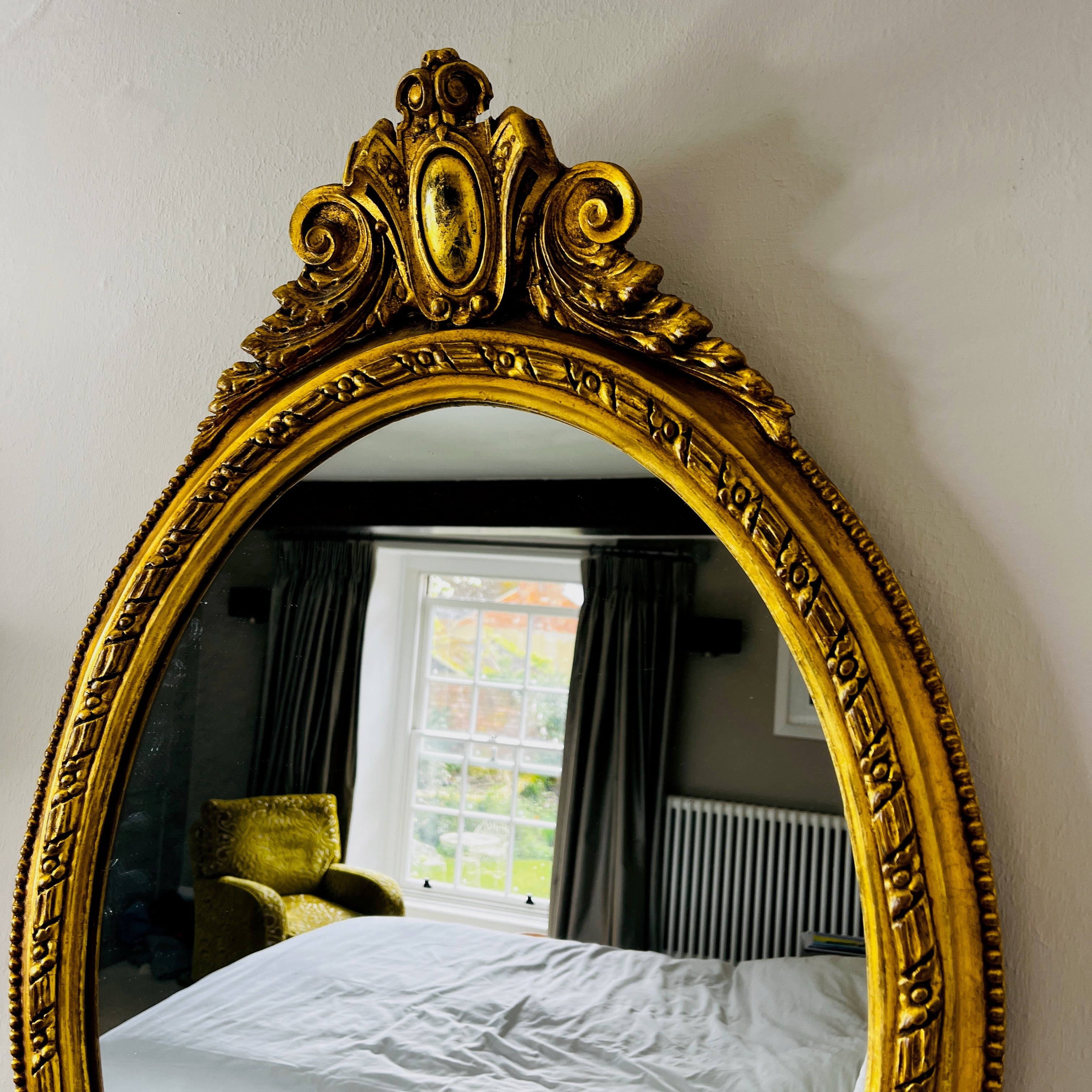Vintage Gilded Oval Mirror