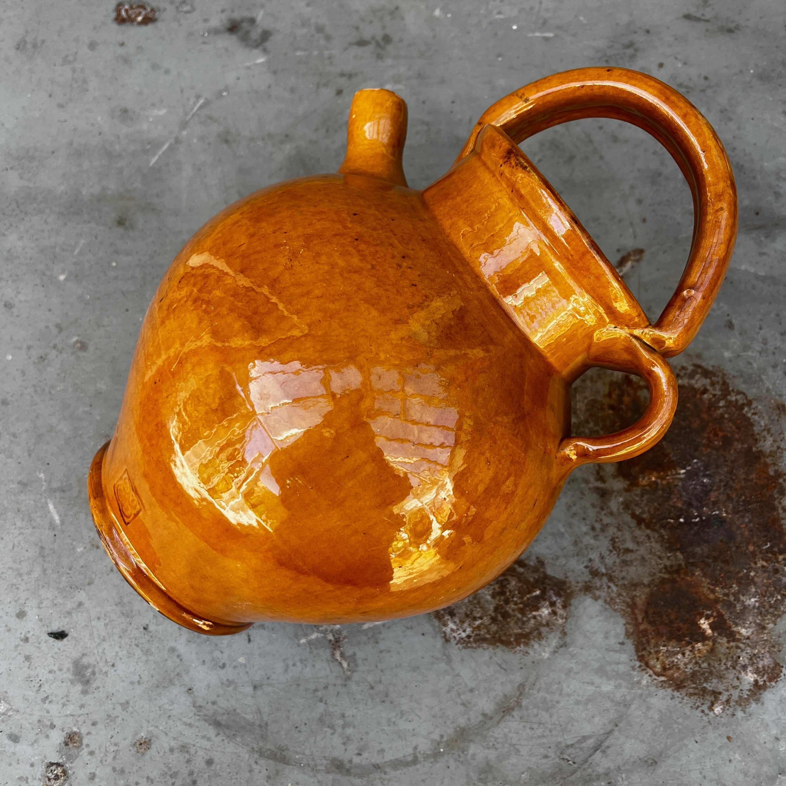 Amber Glazed Pottery Vase with Impressed Owens Pottery Mark