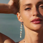 Cascade Earrings in Gold with Aqua chalcedony