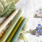 8 Tapered Dinner Candles | Green Colour Mix