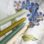 8 Tapered Dinner Candles | Green Colour Mix