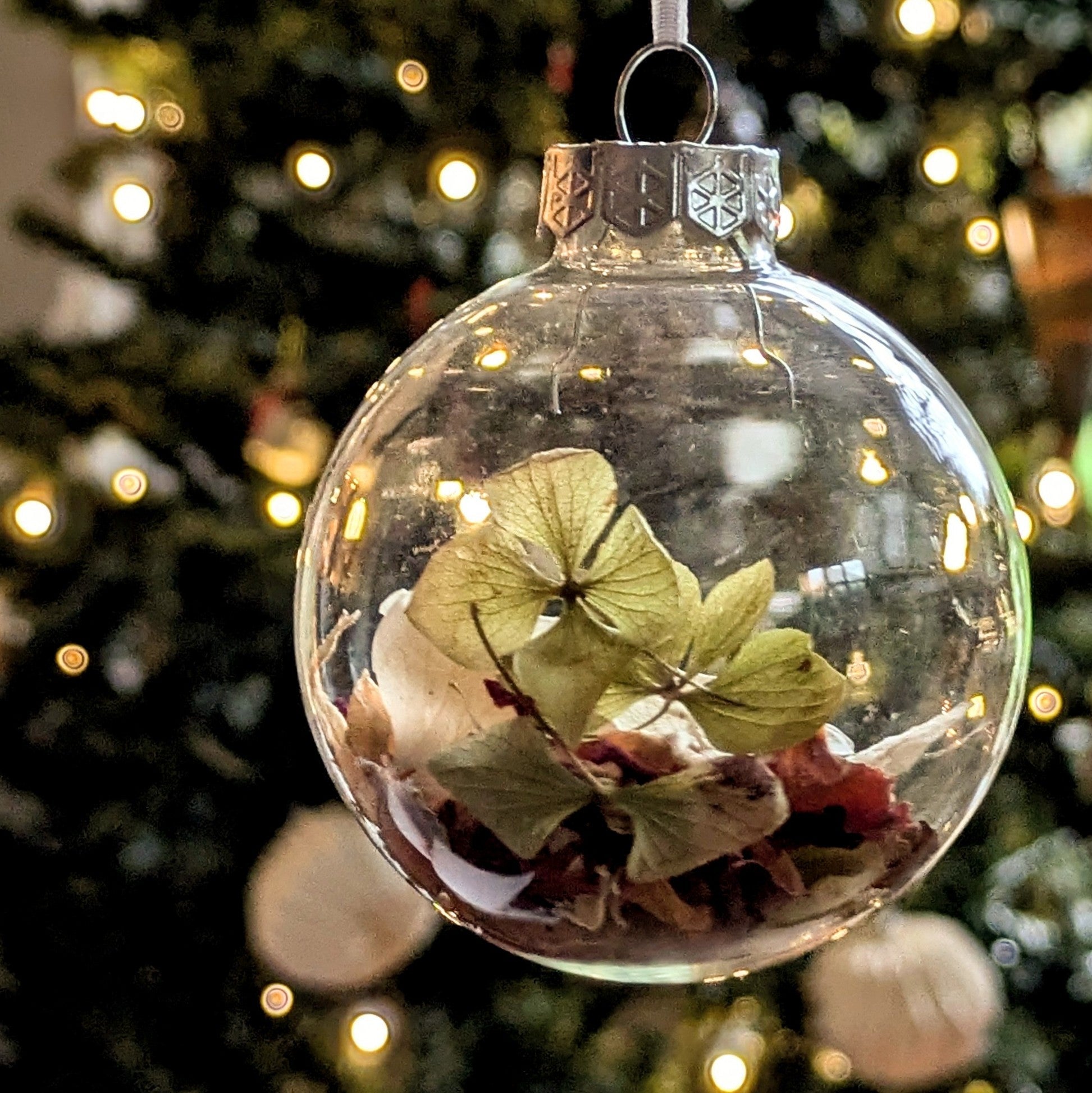 Flower Petal Filled Glass Bauble