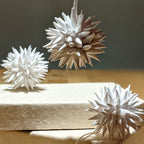 6 White Spiky Paper Bauble Decorations | Fair Trade