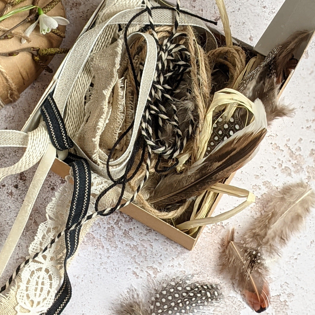 Easter Kraft Eggs Craft Kit With Ribbon & Feathers