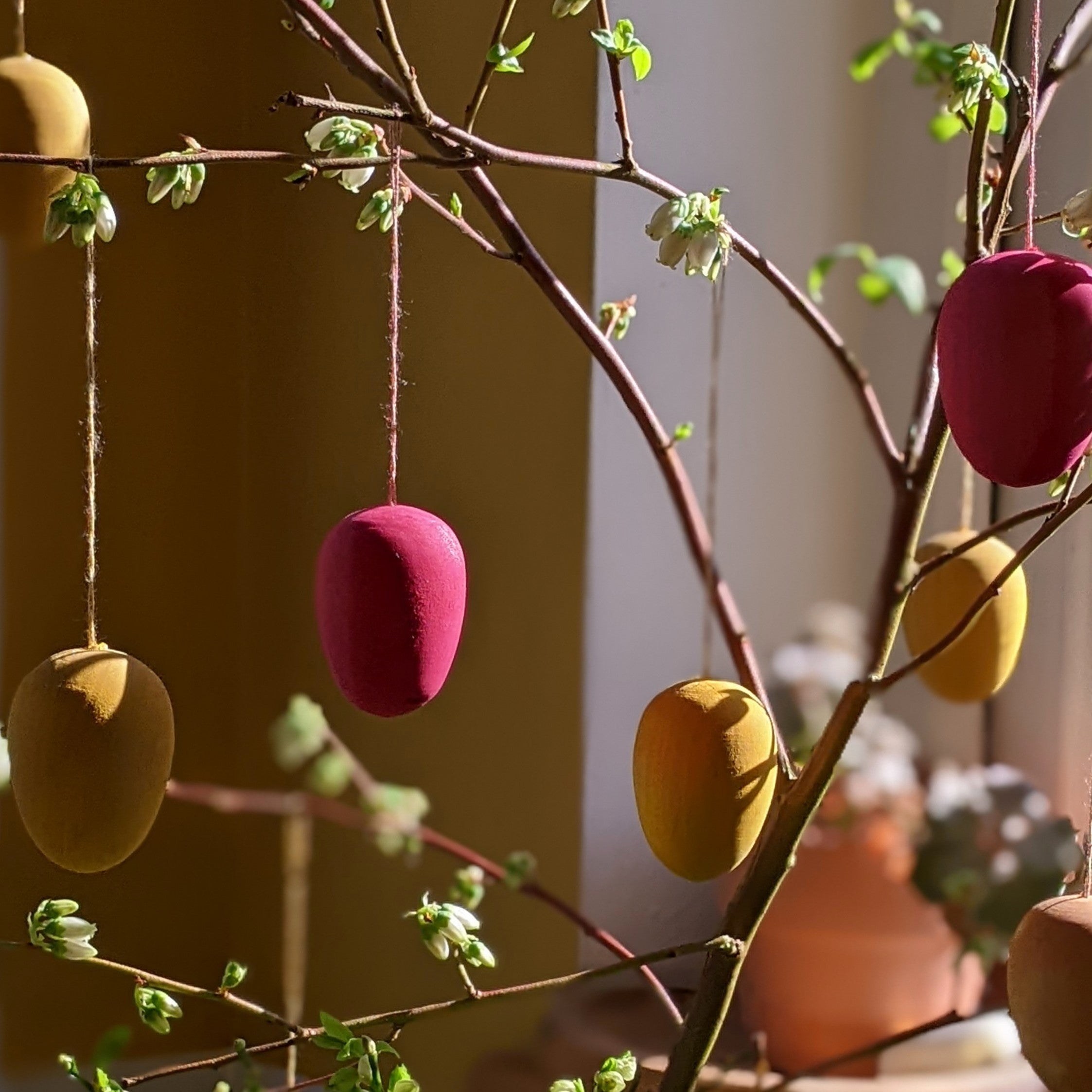 Natural Wooden Hanging Easter Egg Decorations