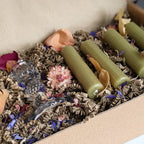 Gift Set - Pressed Glass Candle Stick With 4 Candles