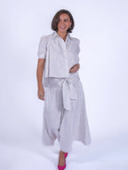 'PADDINGTON' BLOUSE IN WHITE & SILVER LUREX