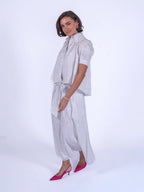 'PADDINGTON' BLOUSE IN WHITE & SILVER LUREX