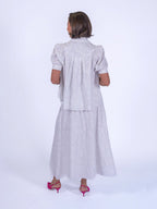 'PADDINGTON' BLOUSE IN WHITE & SILVER LUREX