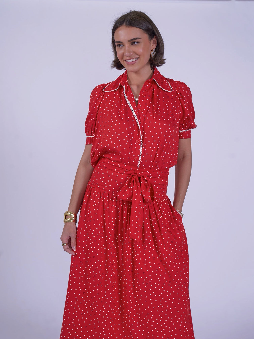 'PADDINGTON' SKIRT IN RED POLKA DOT