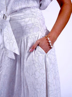 'PADDINGTON' SKIRT IN WHITE & SILVER LUREX