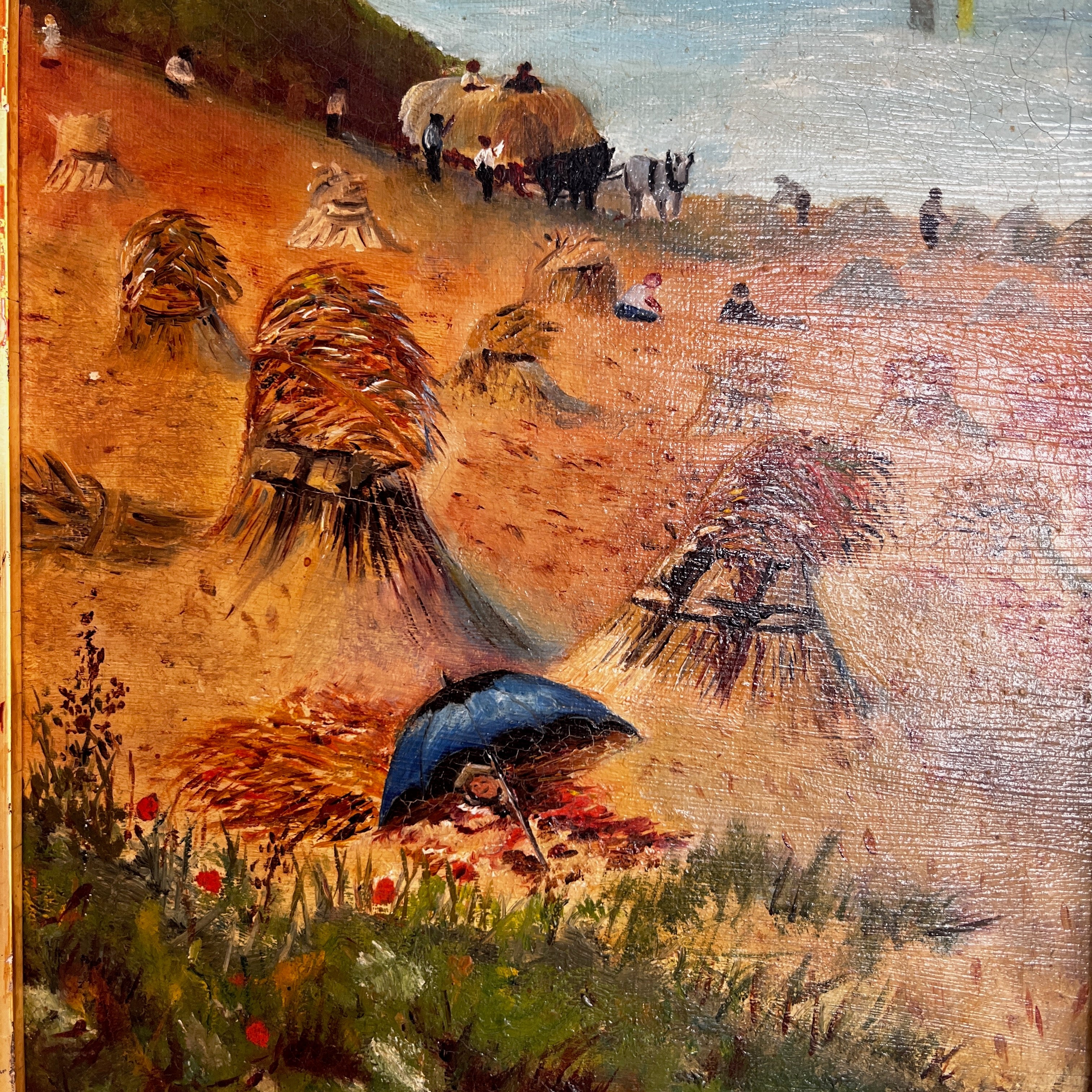 Vintage Oil on Canvas of a Coastal Scene in a Gold Coloured Frame