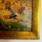 Vintage Oil on Canvas of a Coastal Scene in a Gold Coloured Frame