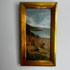 Vintage Oil on Canvas of a Coastal Scene in a Gold Coloured Frame
