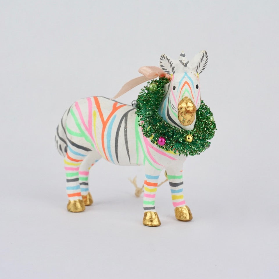 Multicoloured Zebra Ornament