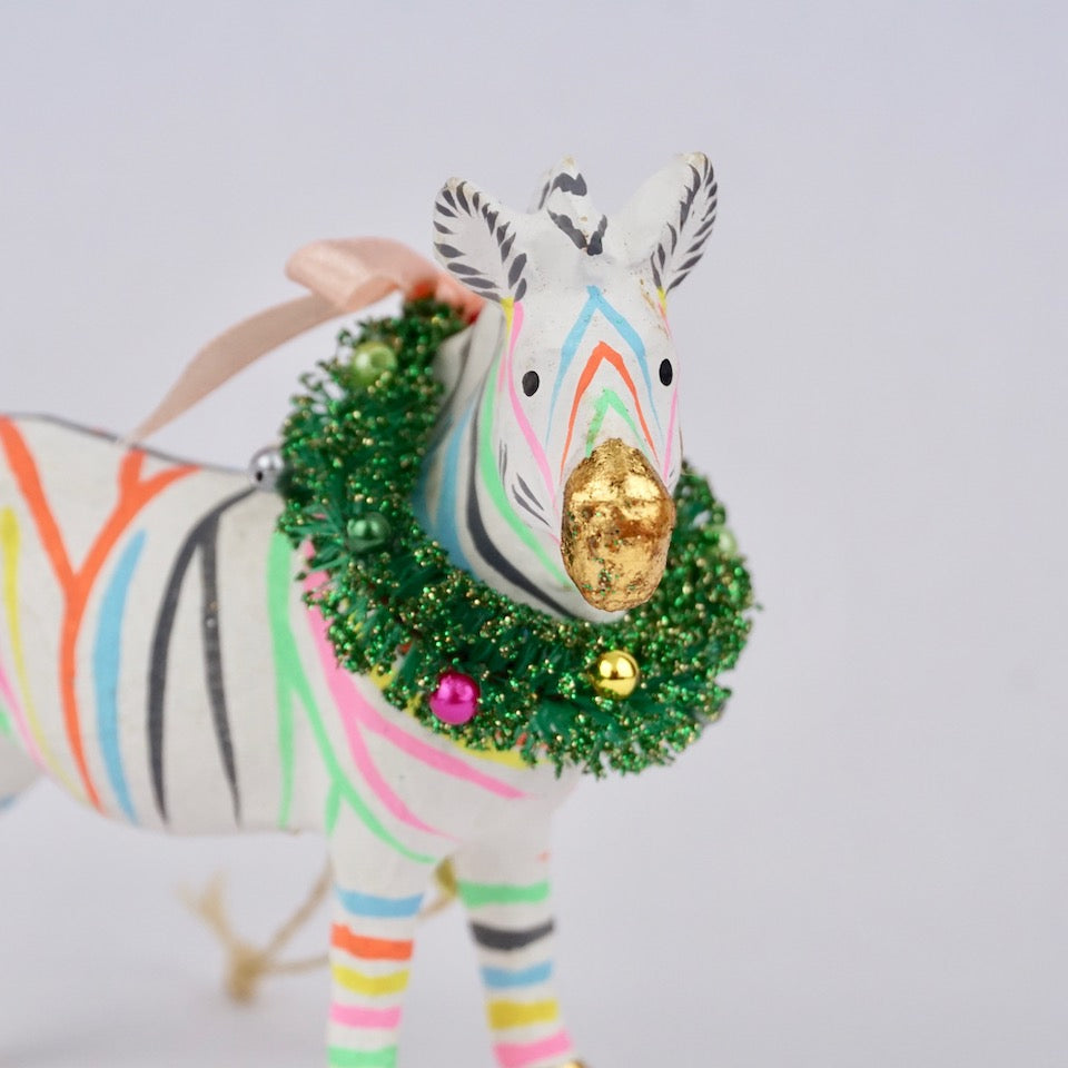 Multicoloured Zebra Ornament