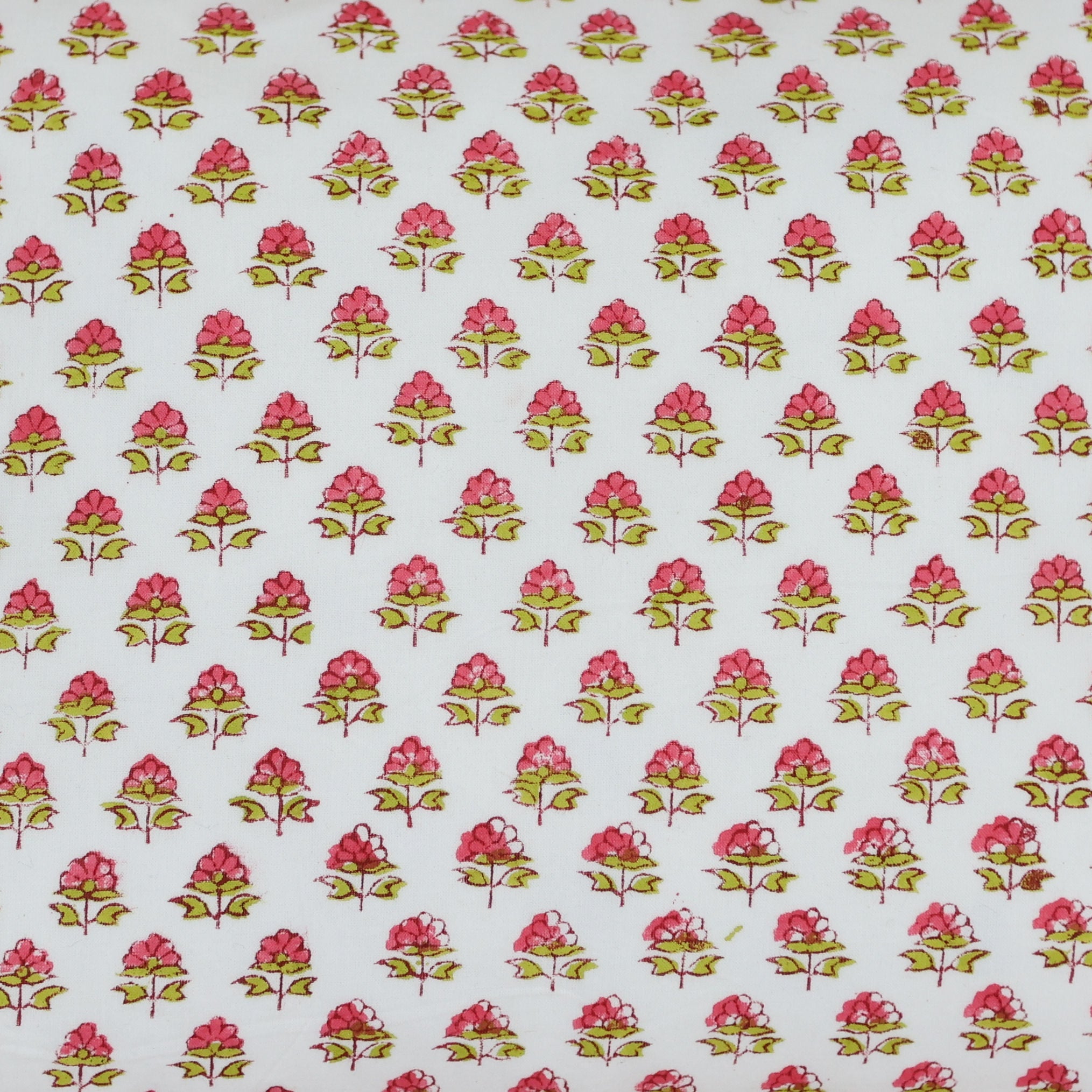 Pink flower wash bag block print cotton with waterproof lining -HALF PRICE