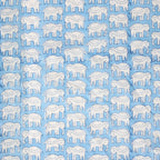 Blue elephant wash bag block print cotton with waterproof lining