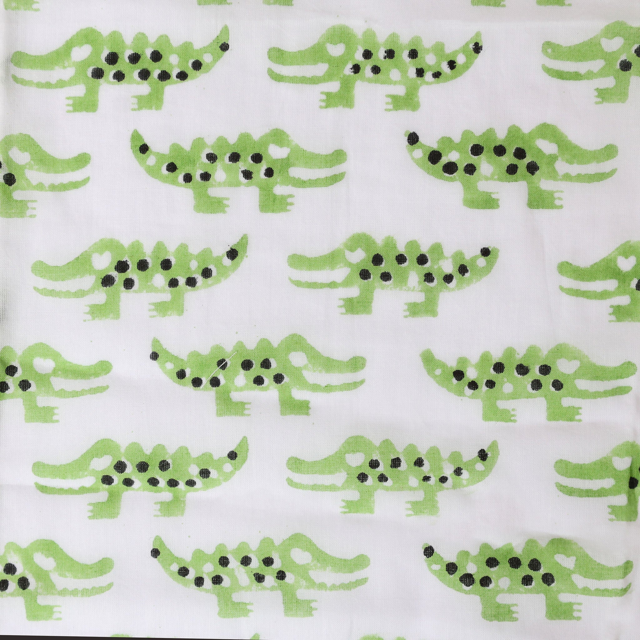 Crocodile wash bag block print cotton with waterproof lining