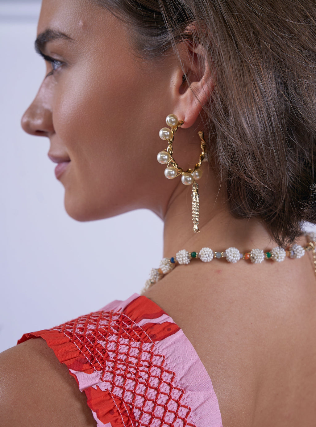 'BYRON' DRESS IN LOBSTER & STARFISH