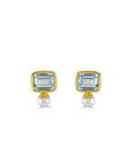 Pearl & Blue Topaz Stud Earrings
