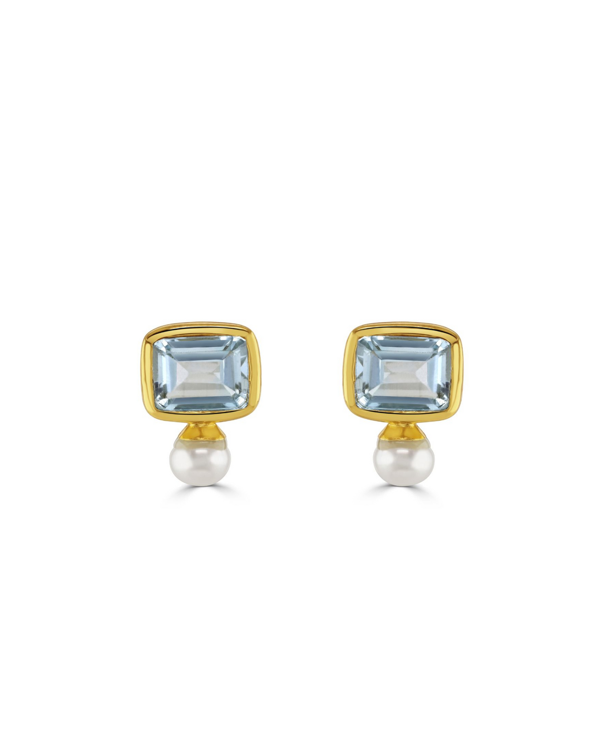Pearl & Blue Topaz Stud Earrings