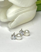 Pearl and CZ Stud Earrings