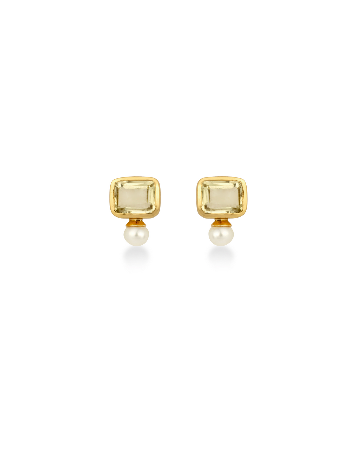 Peridot and Pearl Stud Earrings