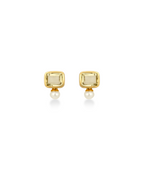 Pearl and Lemon Quartz Stud Earrings