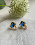 Pearl and Navy Stud Earrings