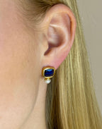 Pearl and Navy Stud Earrings