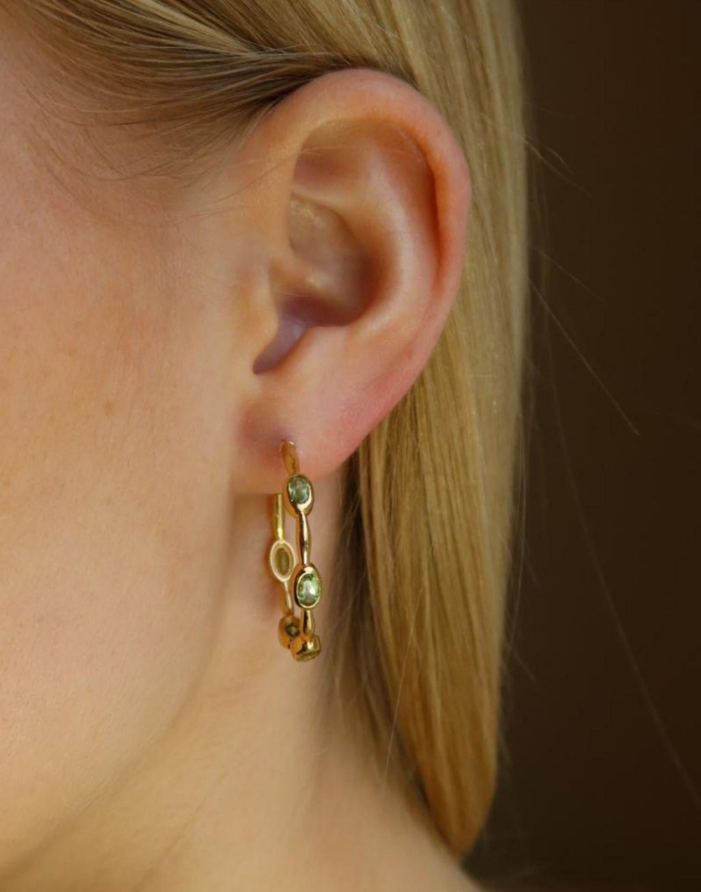 Peridot Gold Hoop Earrings