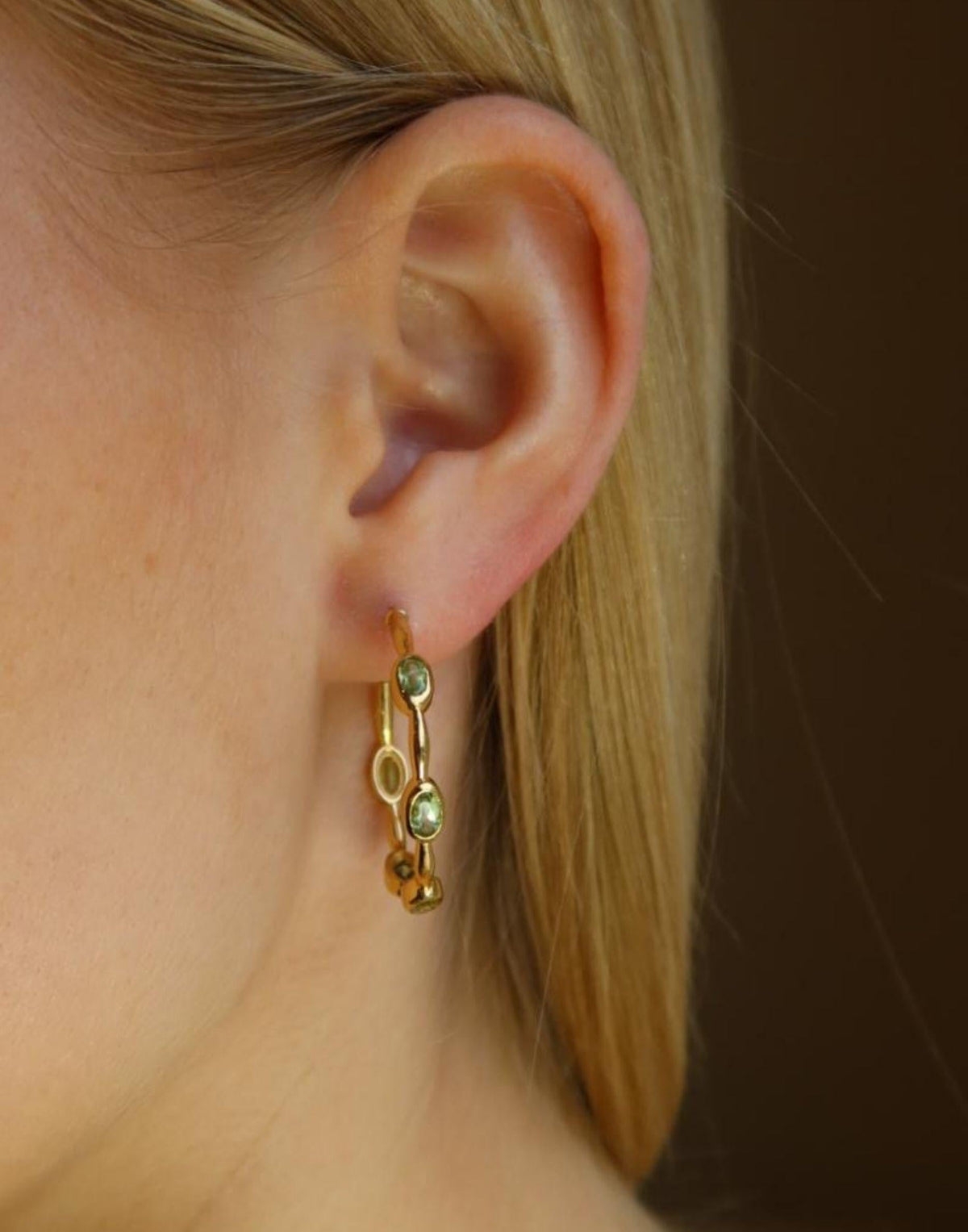 Peridot Gold Hoop Earrings