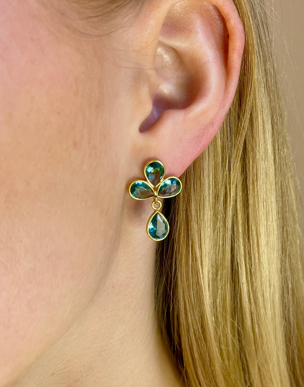Petal Blue Topaz Drop Earrings