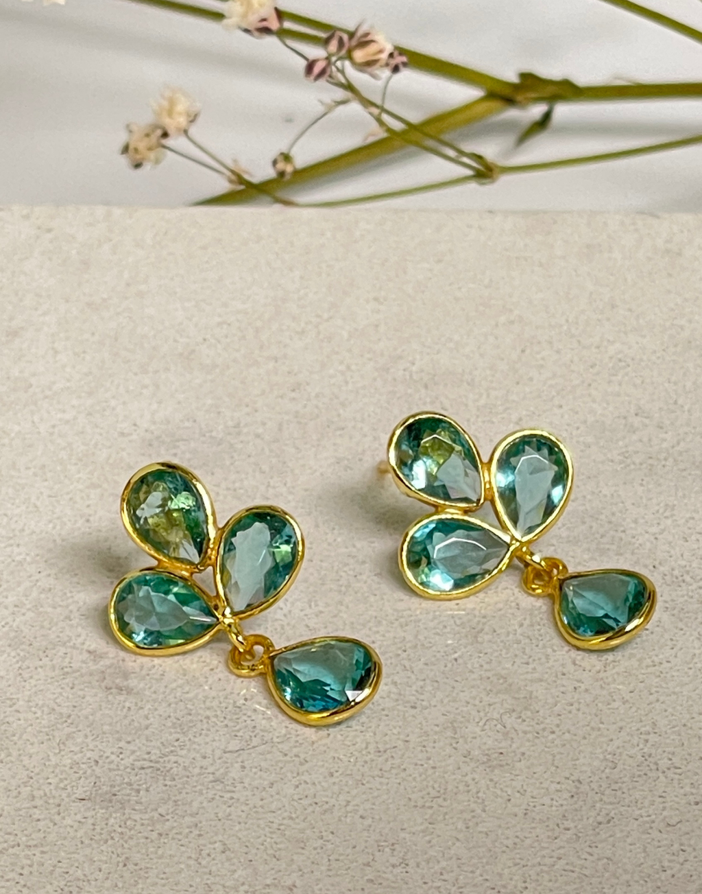 Petal Blue Topaz Drop Earrings