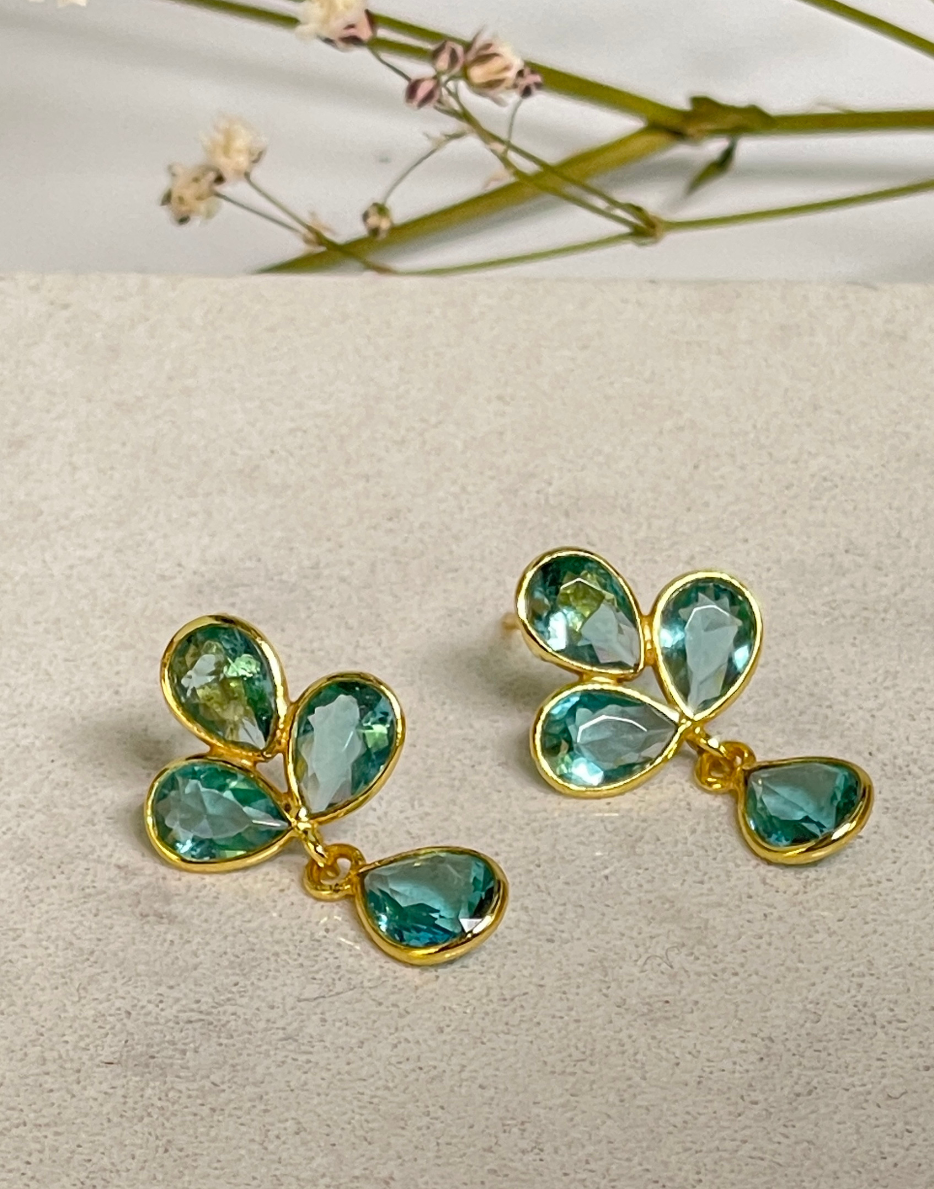 Petal Blue Topaz Drop Earrings