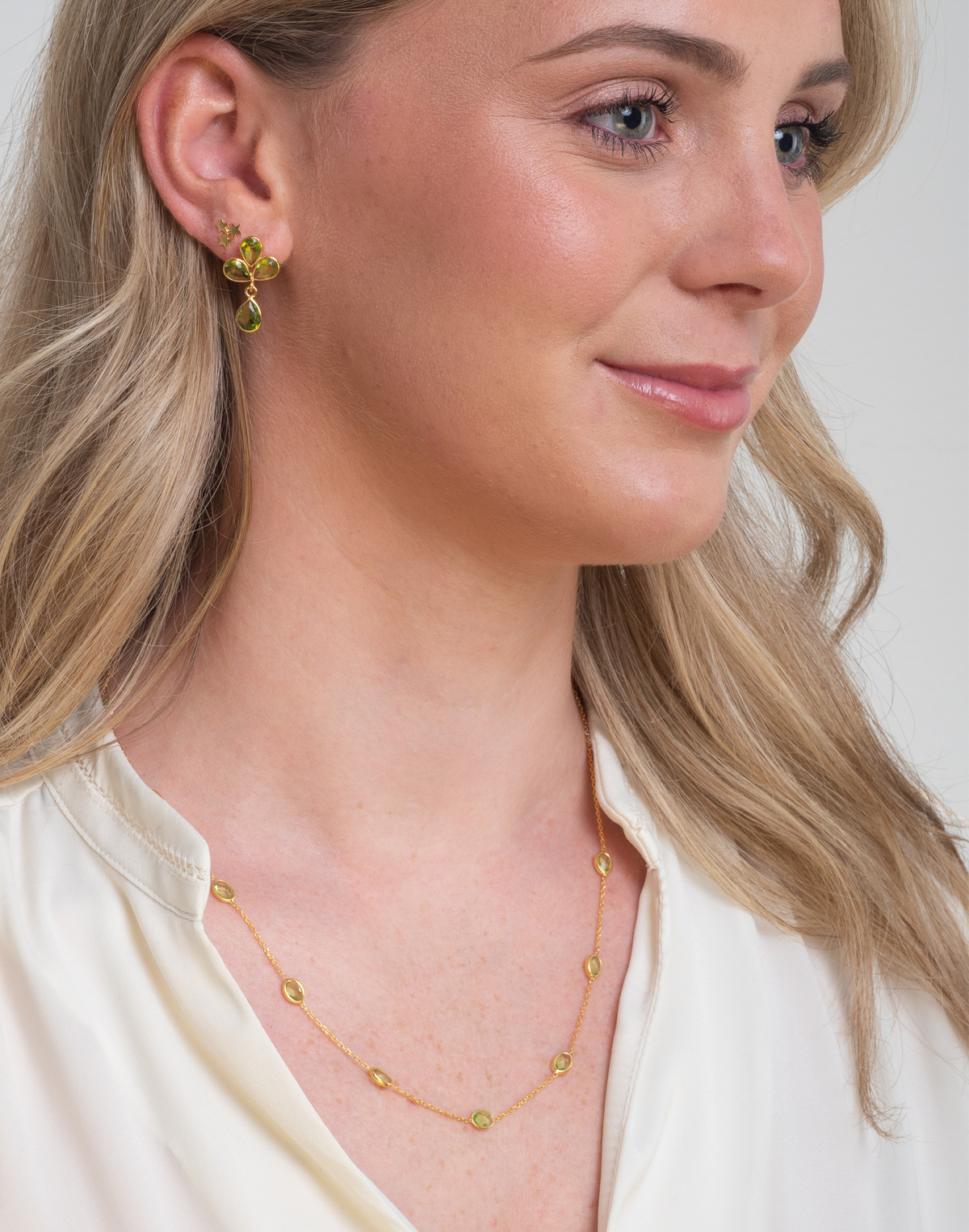 Petal Peridot Quartz Drop Earrings