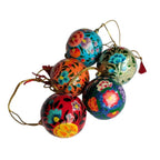 Hand Painted Kashmiri Paper Mache Baubles 60mm, Fair Trade | Set of 4