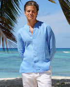 Linen Collarless Shirt