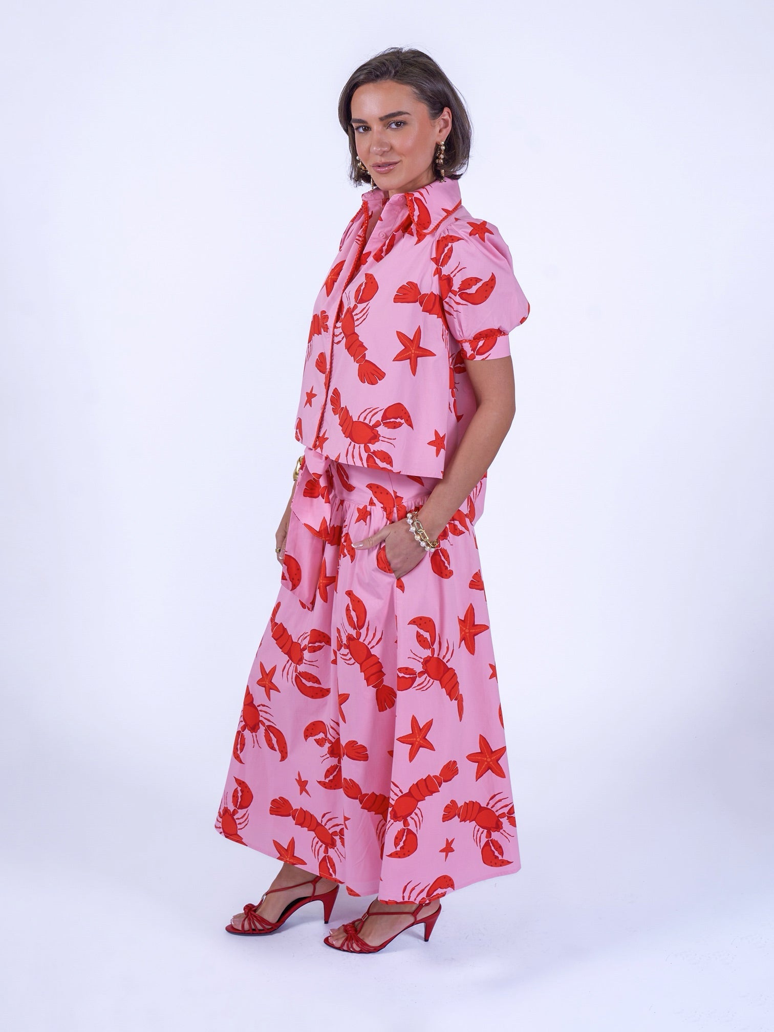'PADDINGTON' SKIRT IN LOBSTER & STARFISH