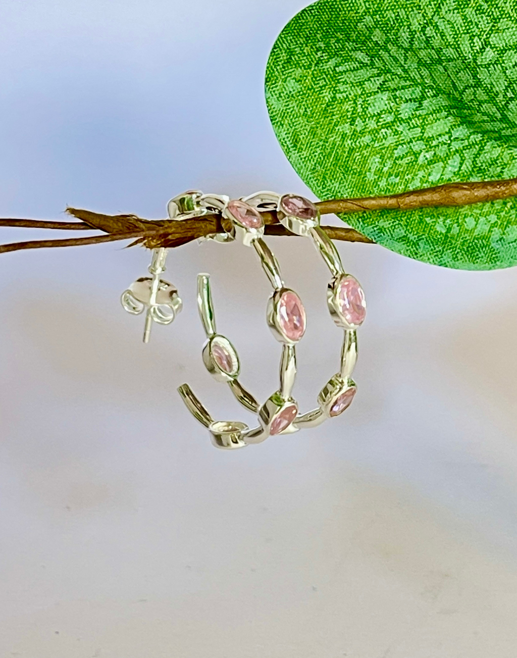 Pink and Silver Hoops