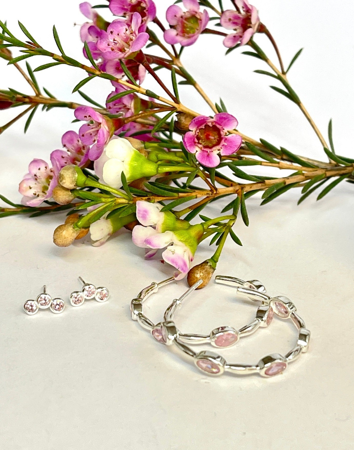 Pink and Silver Hoops