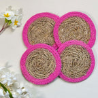 Seagrass Coaster - Pink (Set of 4)