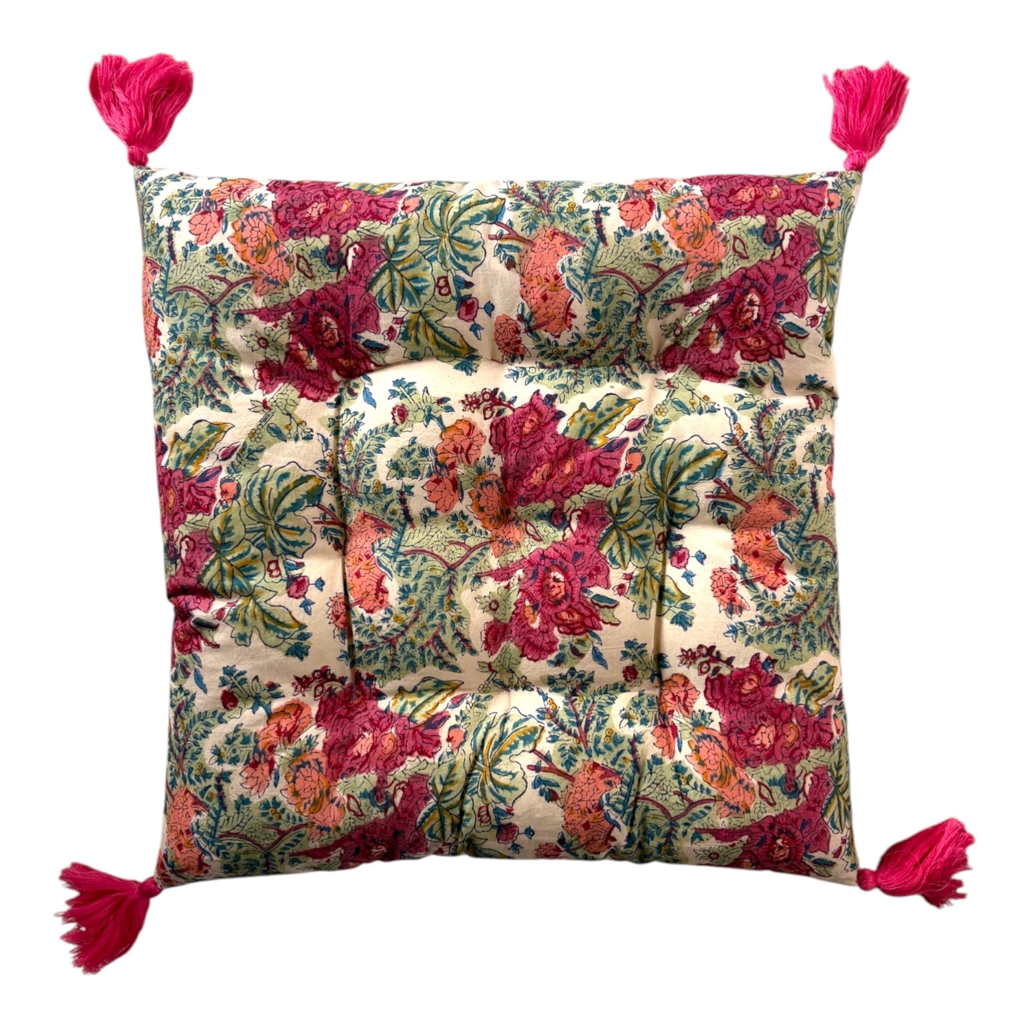 Block print cotton seat pads