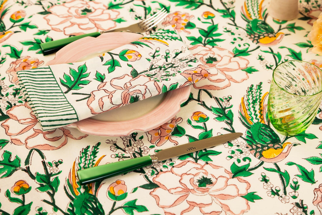 Table cloth | Tropical Paradise design | Pink, green & peach
