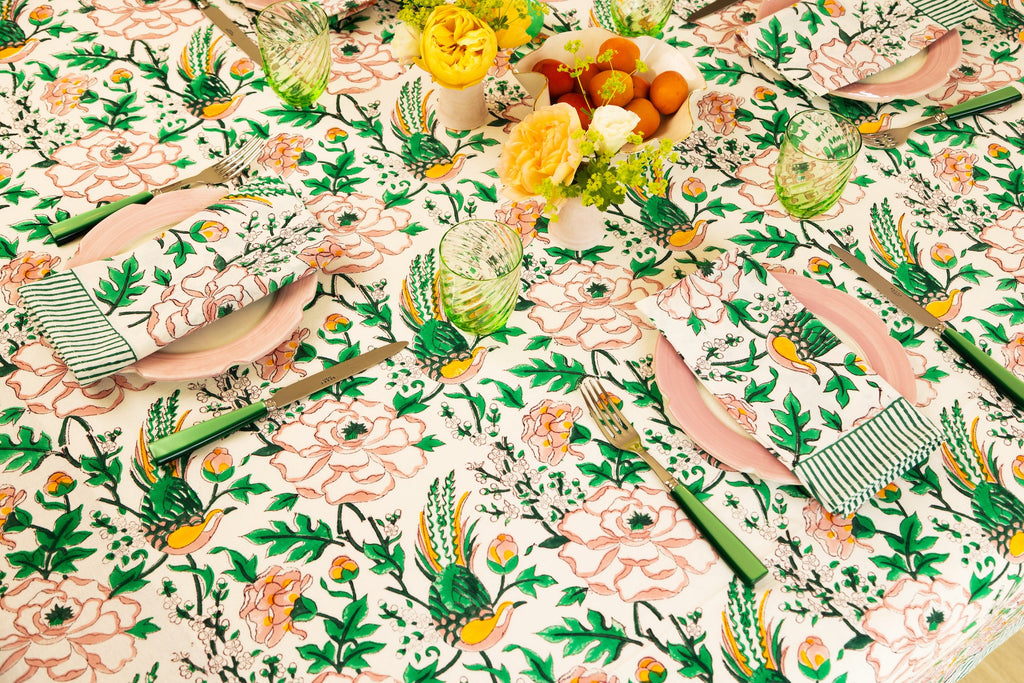 Table cloth | Tropical Paradise design | Pink, green & peach